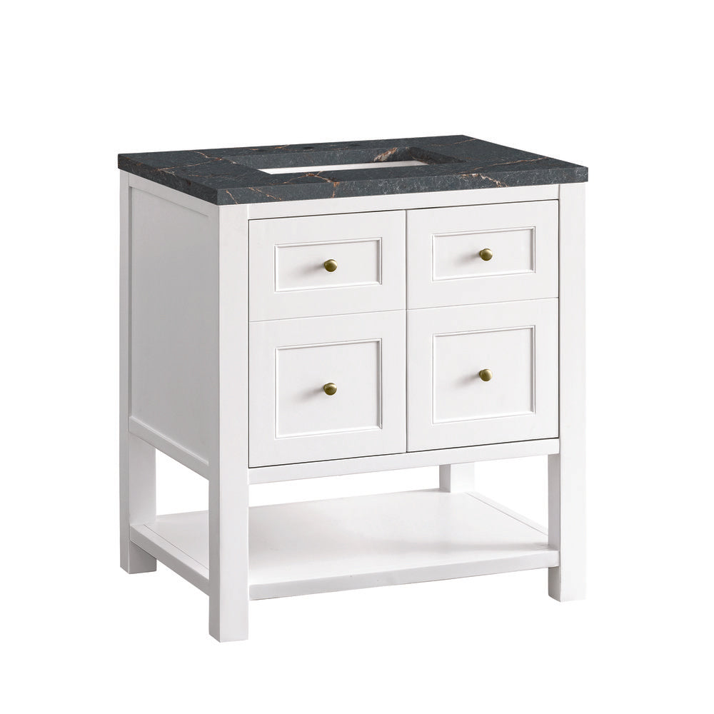 James Martin - Breckenridge 30" Single Vanity, Bright White w/ 3 CM Parisien Bleu Top - 330-V30-BW-3PBL view 10