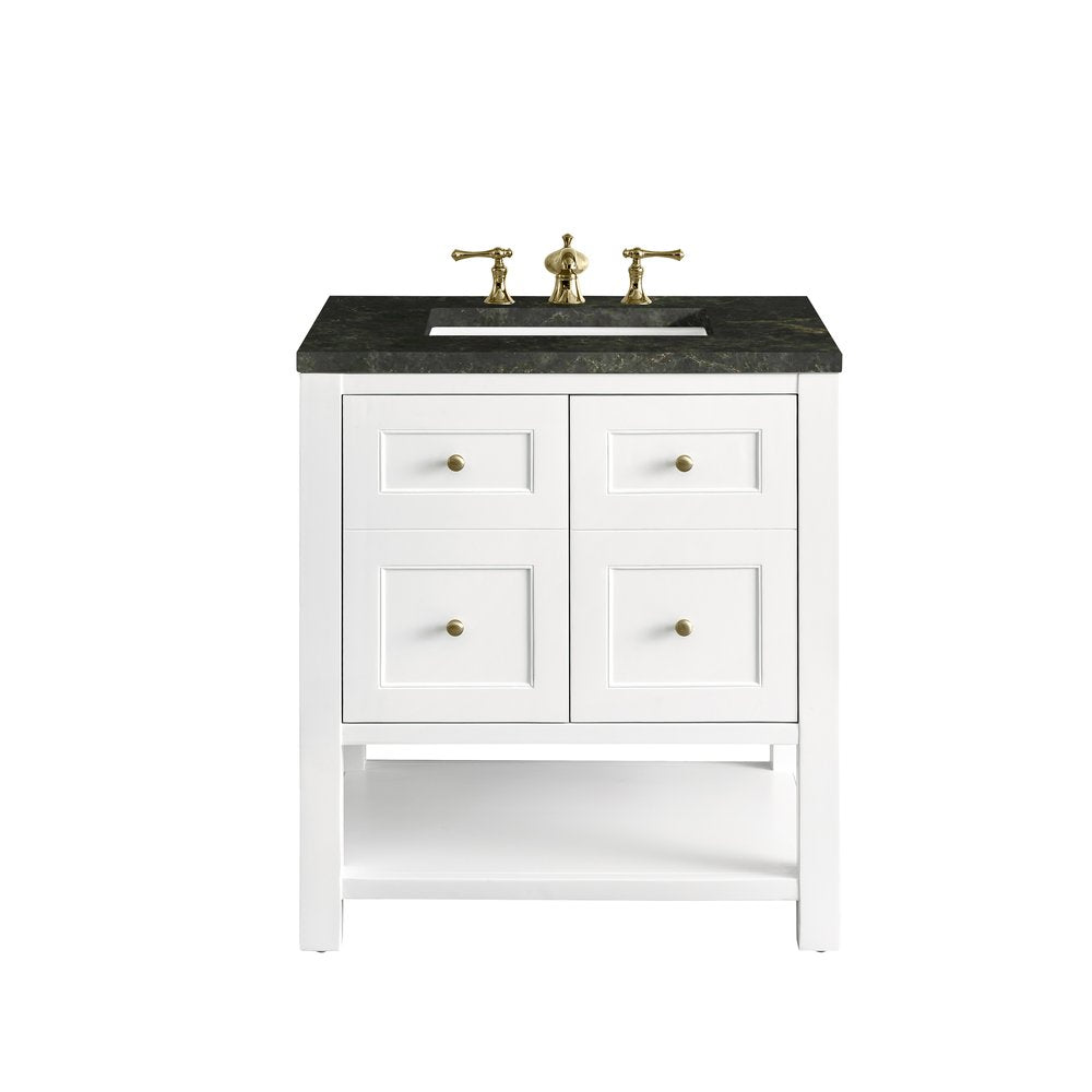 James Martin - Breckenridge 30" Single Vanity, Bright White, w/ 3 CM Phantome Eclos Top - 330-V30-BW-3PHT view 1