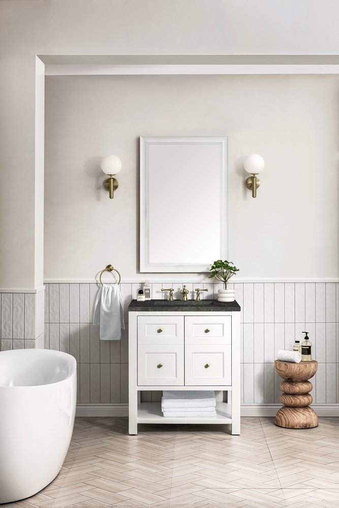 James Martin - Breckenridge 30" Single Vanity, Bright White, w/ 3 CM Phantome Eclos Top - 330-V30-BW-3PHT view 4