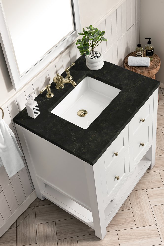 James Martin - Breckenridge 30" Single Vanity, Bright White, w/ 3 CM Phantome Eclos Top - 330-V30-BW-3PHT view 8