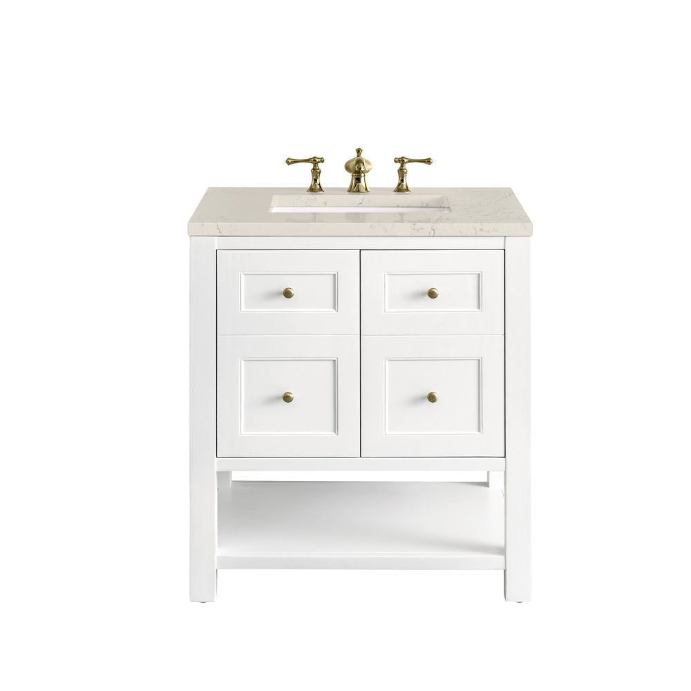 James Martin - Breckenridge 30" Single Vanity, Bright White, w/ 3 CM Siberian Silestone Top - 330-V30-BW-3SFR view 1