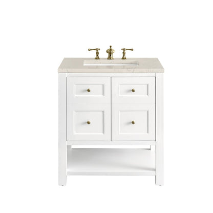 James Martin - Breckenridge 30" Single Vanity, Bright White, w/ 3 CM Siberian Silestone Top - 330-V30-BW-3SFR view 1