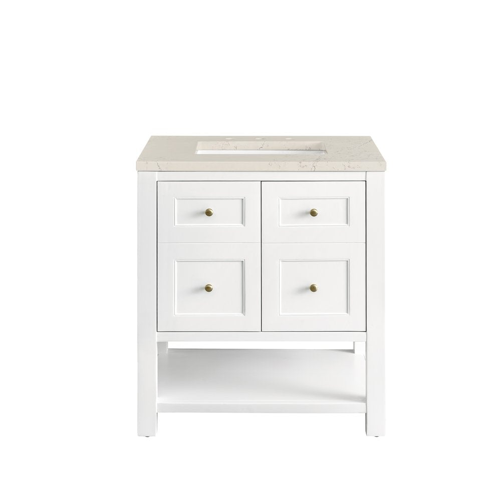 James Martin - Breckenridge 30" Single Vanity, Bright White, w/ 3 CM Siberian Silestone Top - 330-V30-BW-3SFR view 2