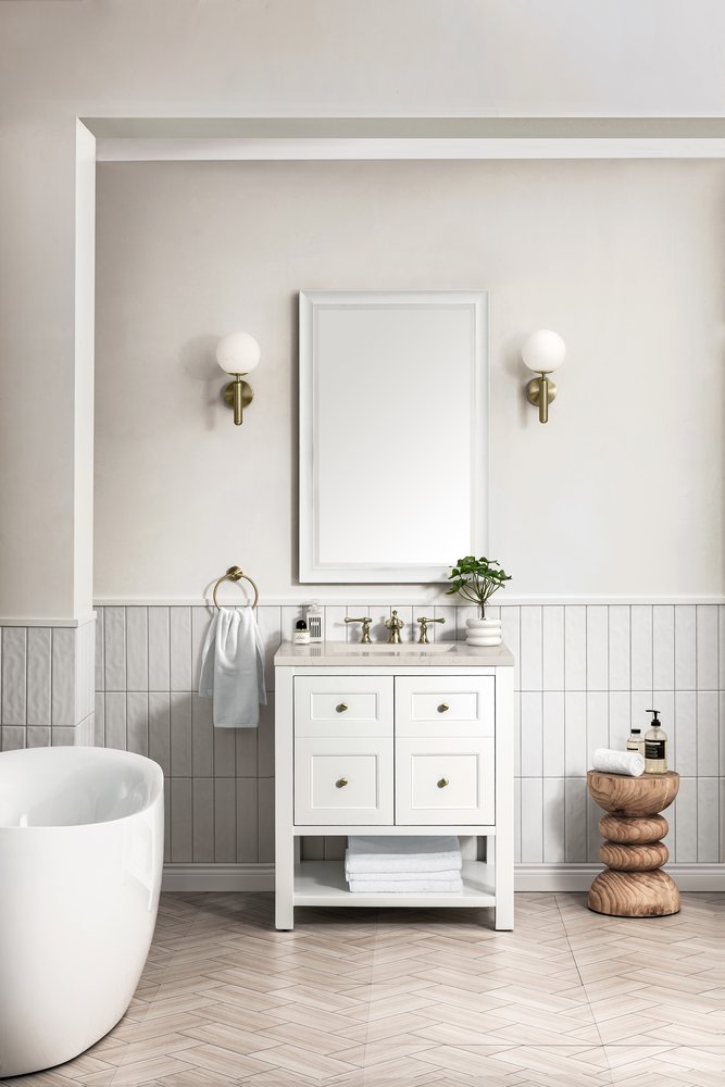 James Martin - Breckenridge 30" Single Vanity, Bright White, w/ 3 CM Siberian Silestone Top - 330-V30-BW-3SFR view 4