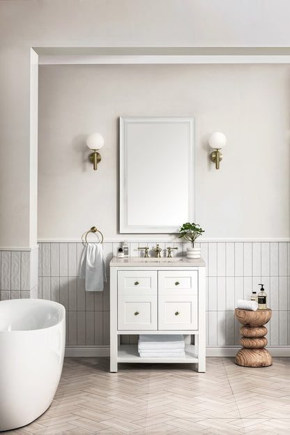 James Martin - Breckenridge 30" Single Vanity, Bright White, w/ 3 CM Siberian Silestone Top - 330-V30-BW-3SFR view 4