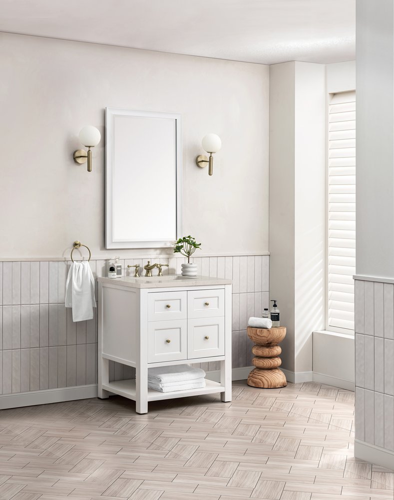 James Martin - Breckenridge 30" Single Vanity, Bright White, w/ 3 CM Siberian Silestone Top - 330-V30-BW-3SFR view 5