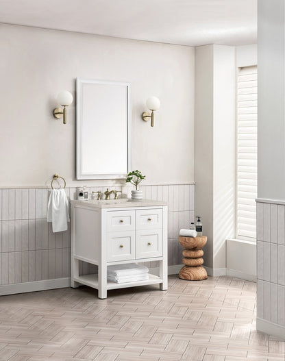 James Martin - Breckenridge 30" Single Vanity, Bright White, w/ 3 CM Siberian Silestone Top - 330-V30-BW-3SFR view 5