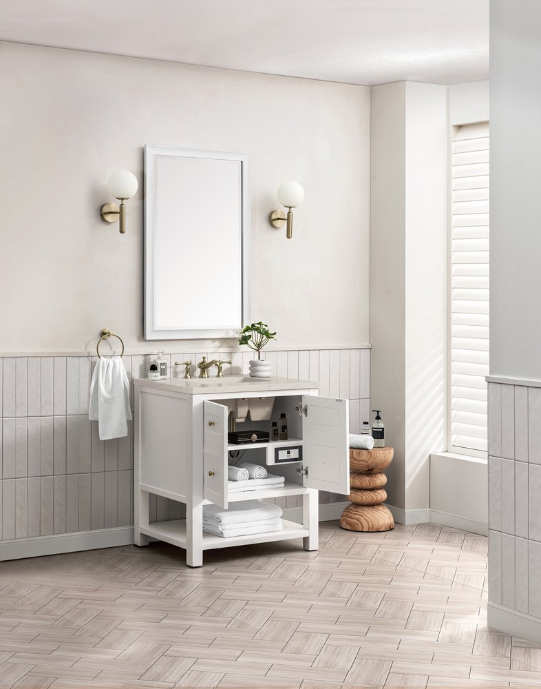 James Martin - Breckenridge 30" Single Vanity, Bright White, w/ 3 CM Siberian Silestone Top - 330-V30-BW-3SFR view 6