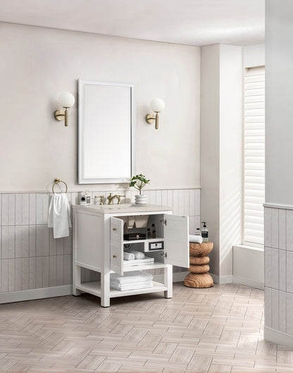 James Martin - Breckenridge 30" Single Vanity, Bright White, w/ 3 CM Siberian Silestone Top - 330-V30-BW-3SFR view 6