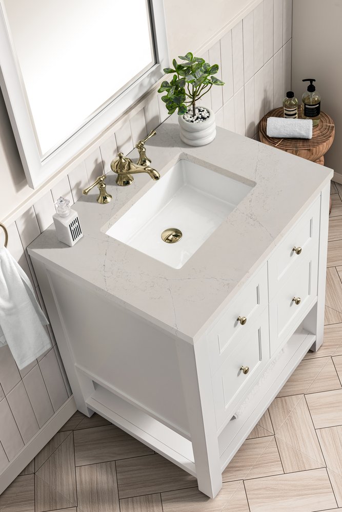 James Martin - Breckenridge 30" Single Vanity, Bright White, w/ 3 CM Siberian Silestone Top - 330-V30-BW-3SFR view 8