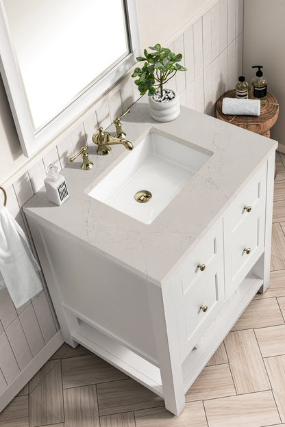 James Martin - Breckenridge 30" Single Vanity, Bright White, w/ 3 CM Siberian Silestone Top - 330-V30-BW-3SFR view 8