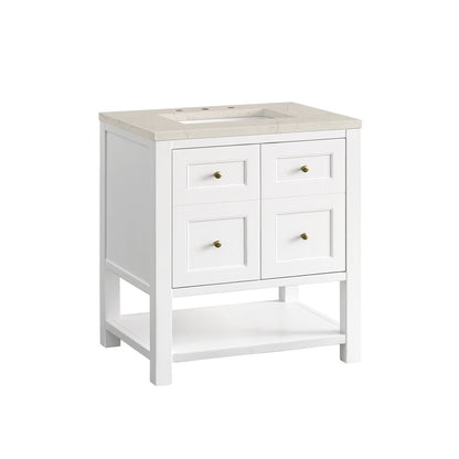 James Martin - Breckenridge 30" Single Vanity, Bright White, w/ 3 CM Siberian Silestone Top - 330-V30-BW-3SFR view 11