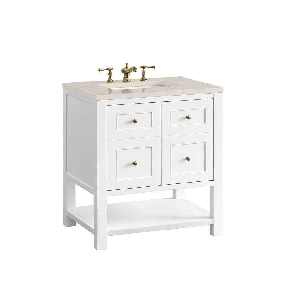 James Martin - Breckenridge 30" Single Vanity, Bright White, w/ 3 CM Siberian Silestone Top - 330-V30-BW-3SFR view 12