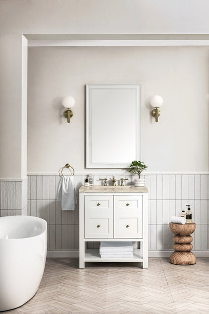 James Martin - Breckenridge 30" Single Vanity, Bright White, w/ 3 CM Tajnar Eclos Top - 330-V30-BW-3TJR view 4