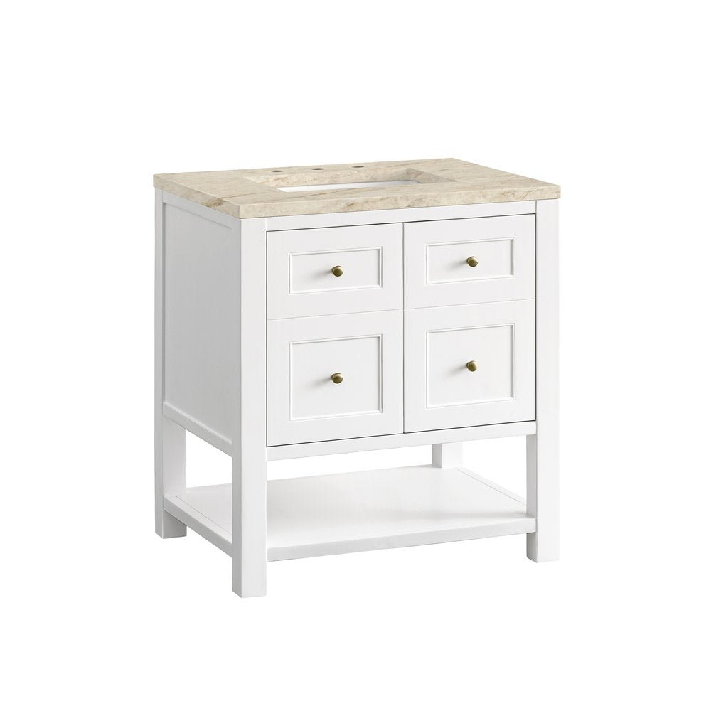 James Martin - Breckenridge 30" Single Vanity, Bright White, w/ 3 CM Tajnar Eclos Top - 330-V30-BW-3TJR view 11