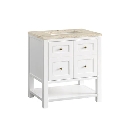 James Martin - Breckenridge 30" Single Vanity, Bright White, w/ 3 CM Tajnar Eclos Top - 330-V30-BW-3TJR view 11