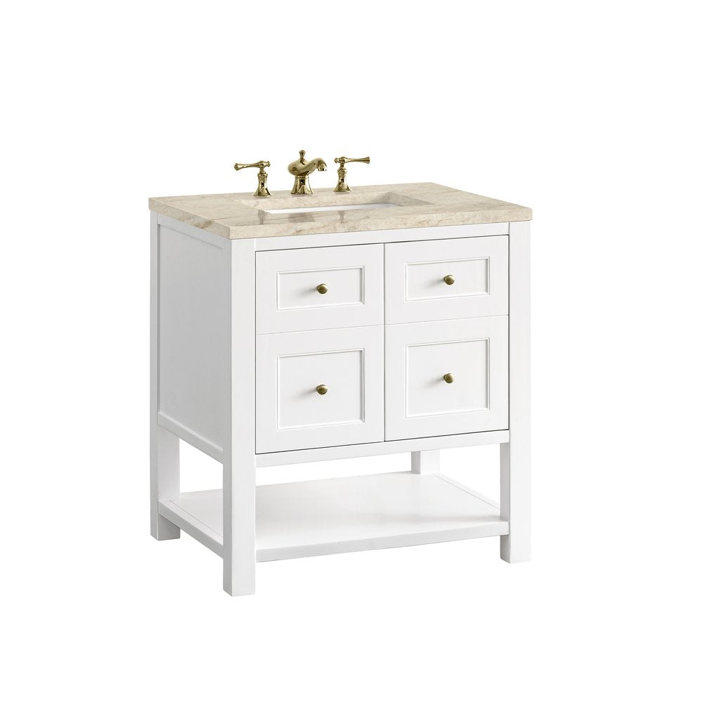 James Martin - Breckenridge 30" Single Vanity, Bright White, w/ 3 CM Tajnar Eclos Top - 330-V30-BW-3TJR view 12