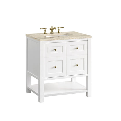 James Martin - Breckenridge 30" Single Vanity, Bright White, w/ 3 CM Tajnar Eclos Top - 330-V30-BW-3TJR view 12