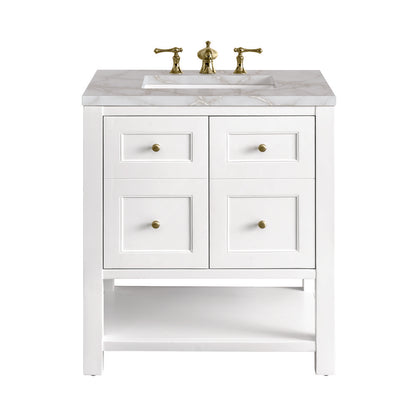 James Martin - Breckenridge 30" Single Vanity, Bright White w/ 3 CM Victorian Silver Top - 330-V30-BW-3VSL view 1