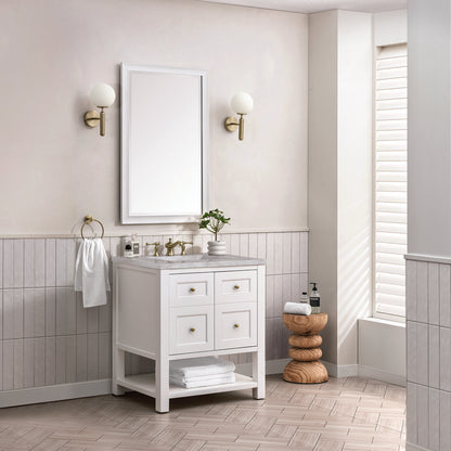 James Martin - Breckenridge 30" Single Vanity, Bright White w/ 3 CM Victorian Silver Top - 330-V30-BW-3VSL view 4