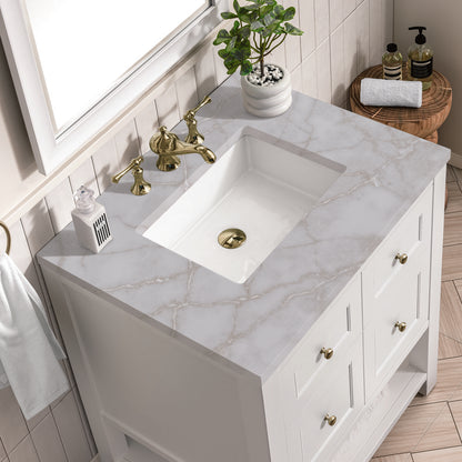 James Martin - Breckenridge 30" Single Vanity, Bright White w/ 3 CM Victorian Silver Top - 330-V30-BW-3VSL view 7