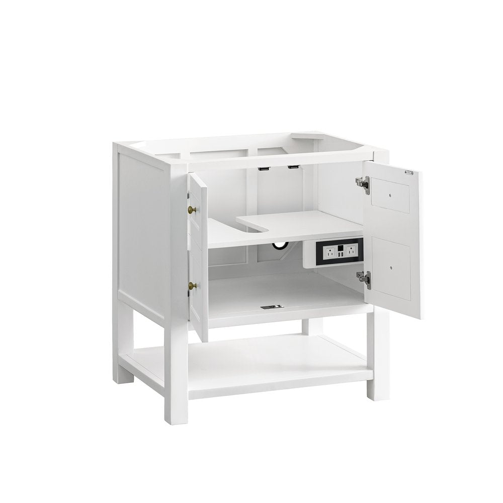 James Martin - Breckenridge 30" Single Vanity, Bright White w/ 3 CM Victorian Silver Top - 330-V30-BW-3VSL view 8