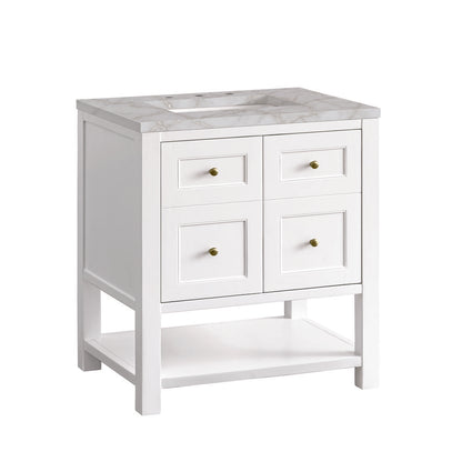 James Martin - Breckenridge 30" Single Vanity, Bright White w/ 3 CM Victorian Silver Top - 330-V30-BW-3VSL view 10