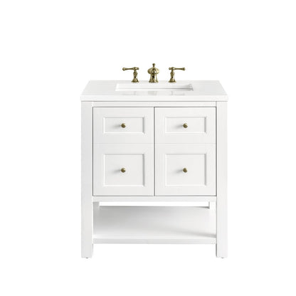 James Martin - Breckenridge 30" Single Vanity, Bright White w/ 3 CM White Zeus Top - 330-V30-BW-3WZ view 1
