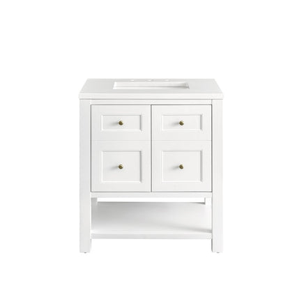 James Martin - Breckenridge 30" Single Vanity, Bright White w/ 3 CM White Zeus Top - 330-V30-BW-3WZ view 2