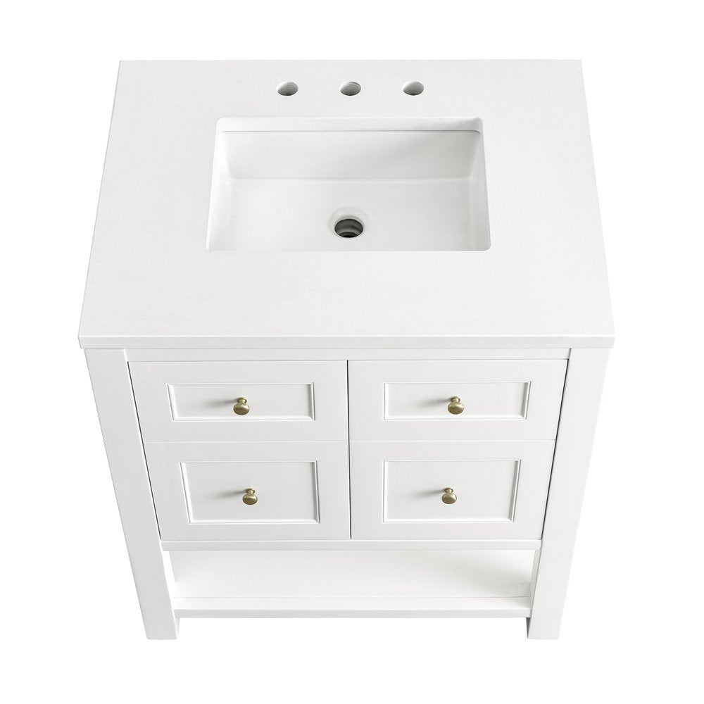 James Martin - Breckenridge 30" Single Vanity, Bright White w/ 3 CM White Zeus Top - 330-V30-BW-3WZ view 8