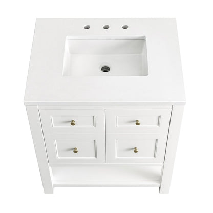 James Martin - Breckenridge 30" Single Vanity, Bright White w/ 3 CM White Zeus Top - 330-V30-BW-3WZ view 8