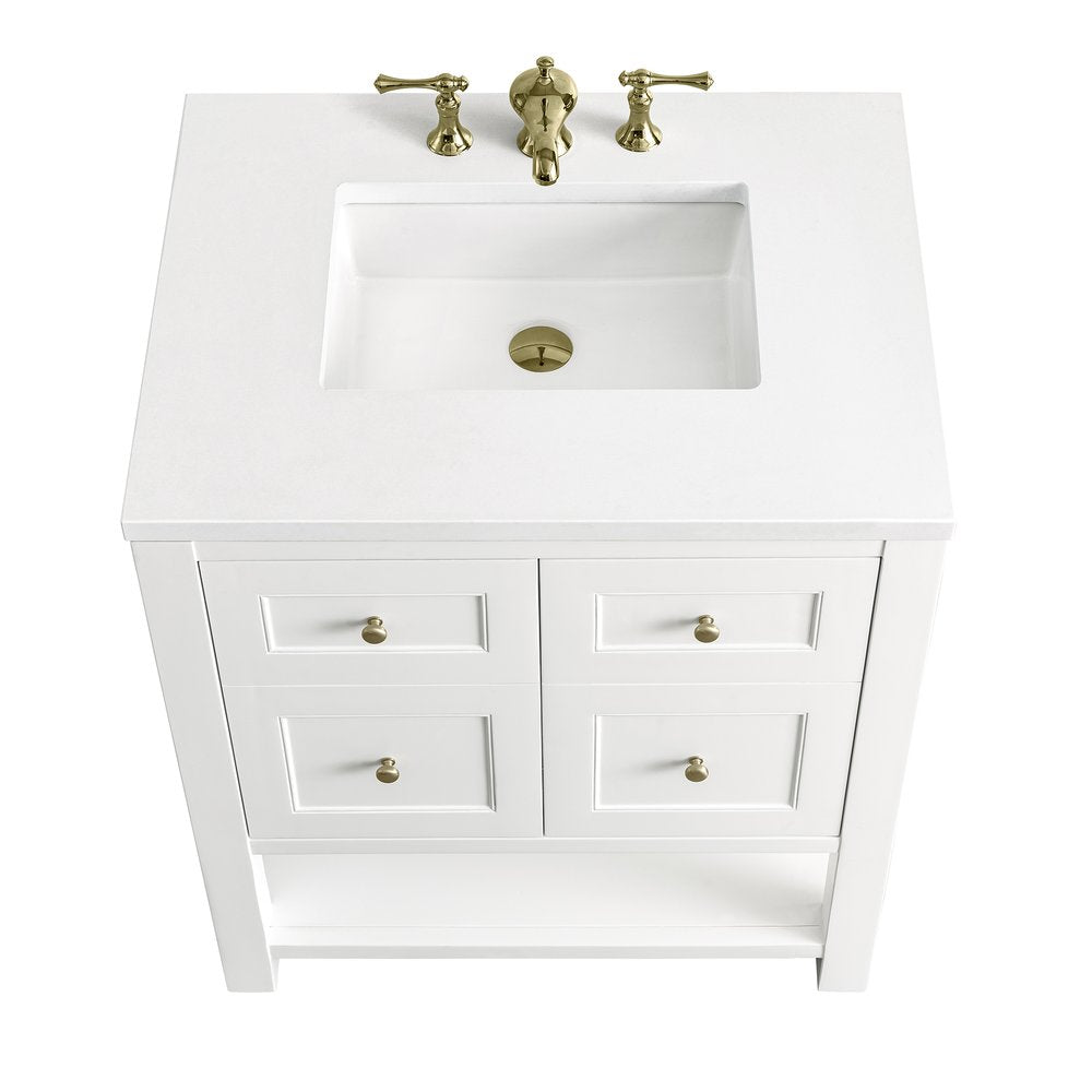 James Martin - Breckenridge 30" Single Vanity, Bright White w/ 3 CM White Zeus Top - 330-V30-BW-3WZ view 9