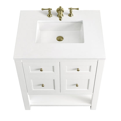 James Martin - Breckenridge 30" Single Vanity, Bright White w/ 3 CM White Zeus Top - 330-V30-BW-3WZ view 9