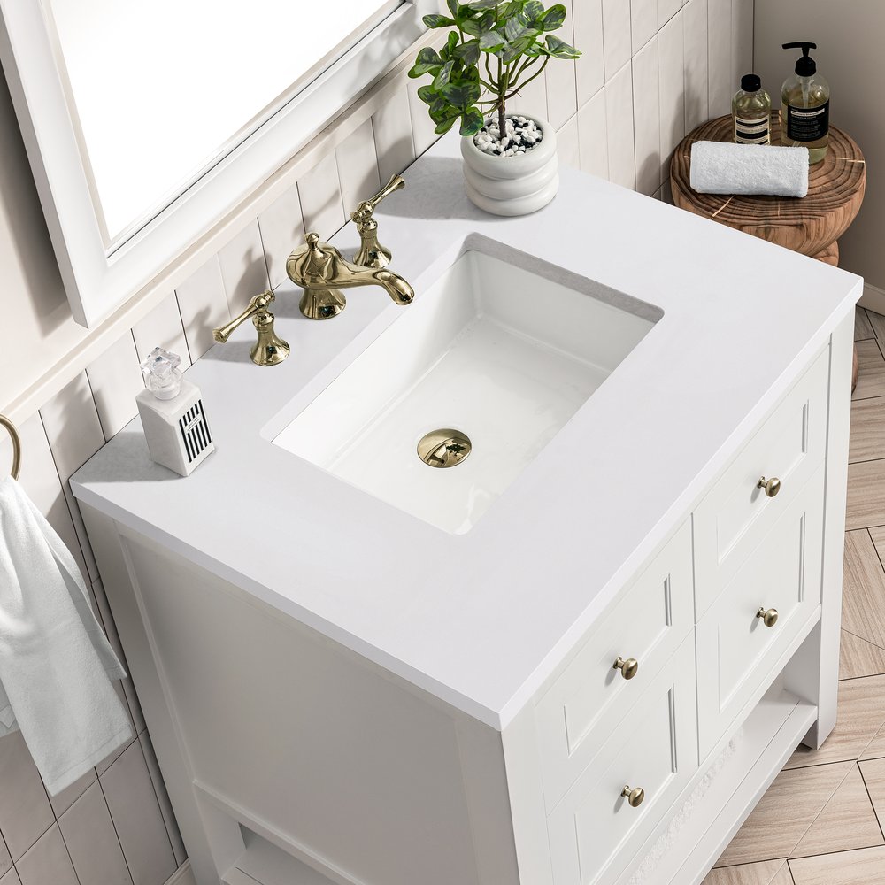 James Martin - Breckenridge 30" Single Vanity, Bright White w/ 3 CM White Zeus Top - 330-V30-BW-3WZ view 10