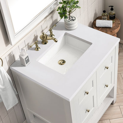 James Martin - Breckenridge 30" Single Vanity, Bright White w/ 3 CM White Zeus Top - 330-V30-BW-3WZ view 10