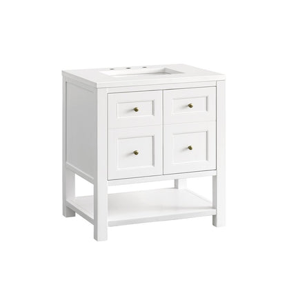 James Martin - Breckenridge 30" Single Vanity, Bright White w/ 3 CM White Zeus Top - 330-V30-BW-3WZ view 13