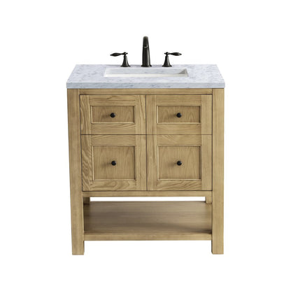 James Martin - Breckenridge 30" Single Vanity, Light Natural Oak w/ 3 CM Carrara Marble Top - 330-V30-LNO-3CAR view 1