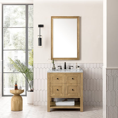 James Martin - Breckenridge 30" Single Vanity, Light Natural Oak w/ 3 CM Carrara Marble Top - 330-V30-LNO-3CAR view 3