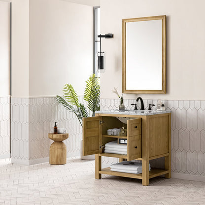 James Martin - Breckenridge 30" Single Vanity, Light Natural Oak w/ 3 CM Carrara Marble Top - 330-V30-LNO-3CAR view 4