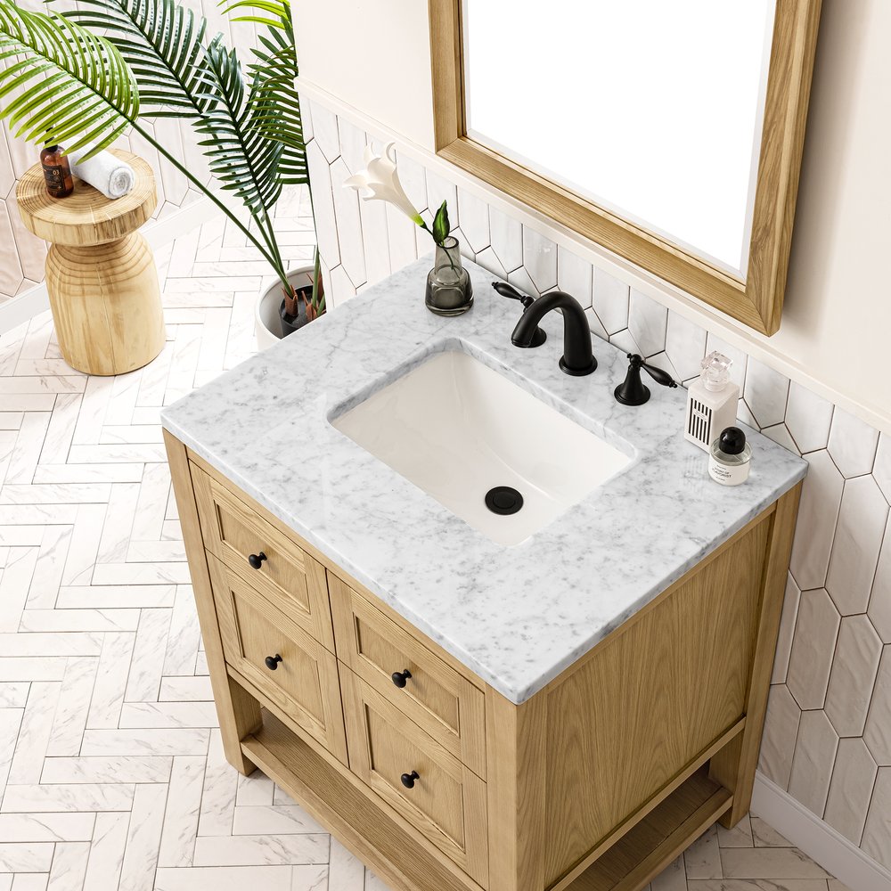 James Martin - Breckenridge 30" Single Vanity, Light Natural Oak w/ 3 CM Carrara Marble Top - 330-V30-LNO-3CAR view 6