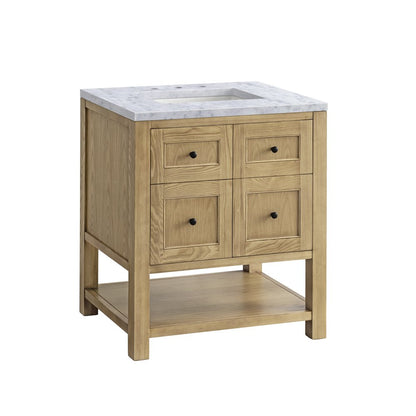 James Martin - Breckenridge 30" Single Vanity, Light Natural Oak w/ 3 CM Carrara Marble Top - 330-V30-LNO-3CAR view 9