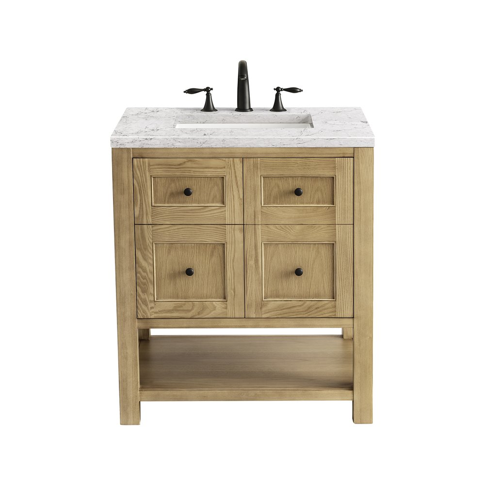 James Martin - Breckenridge 30" Single Vanity, Light Natural Oak w/ 3 CM Eternal Jasmine Pearl Top - 330-V30-LNO-3EJP view 1