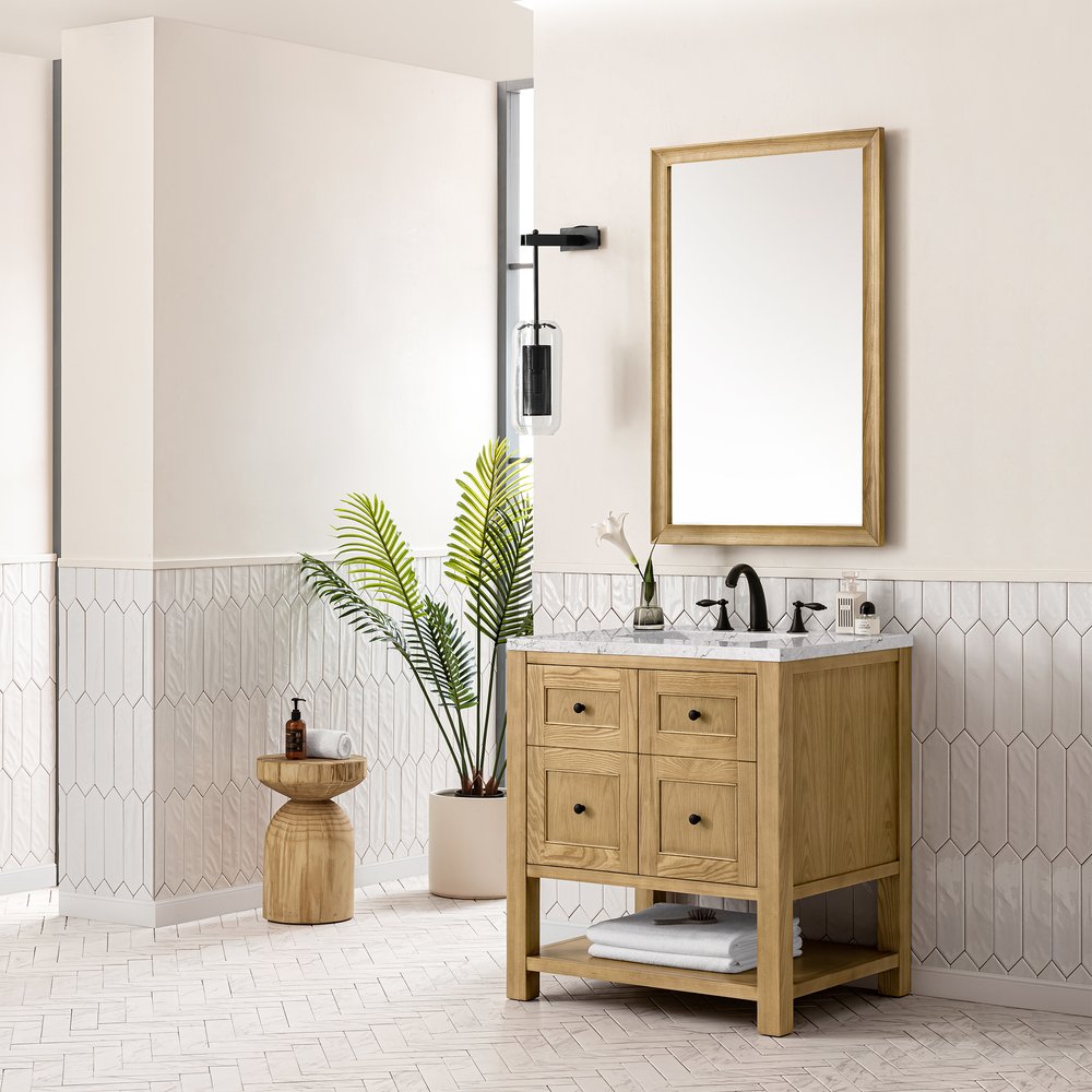 James Martin - Breckenridge 30" Single Vanity, Light Natural Oak w/ 3 CM Eternal Jasmine Pearl Top - 330-V30-LNO-3EJP view 4