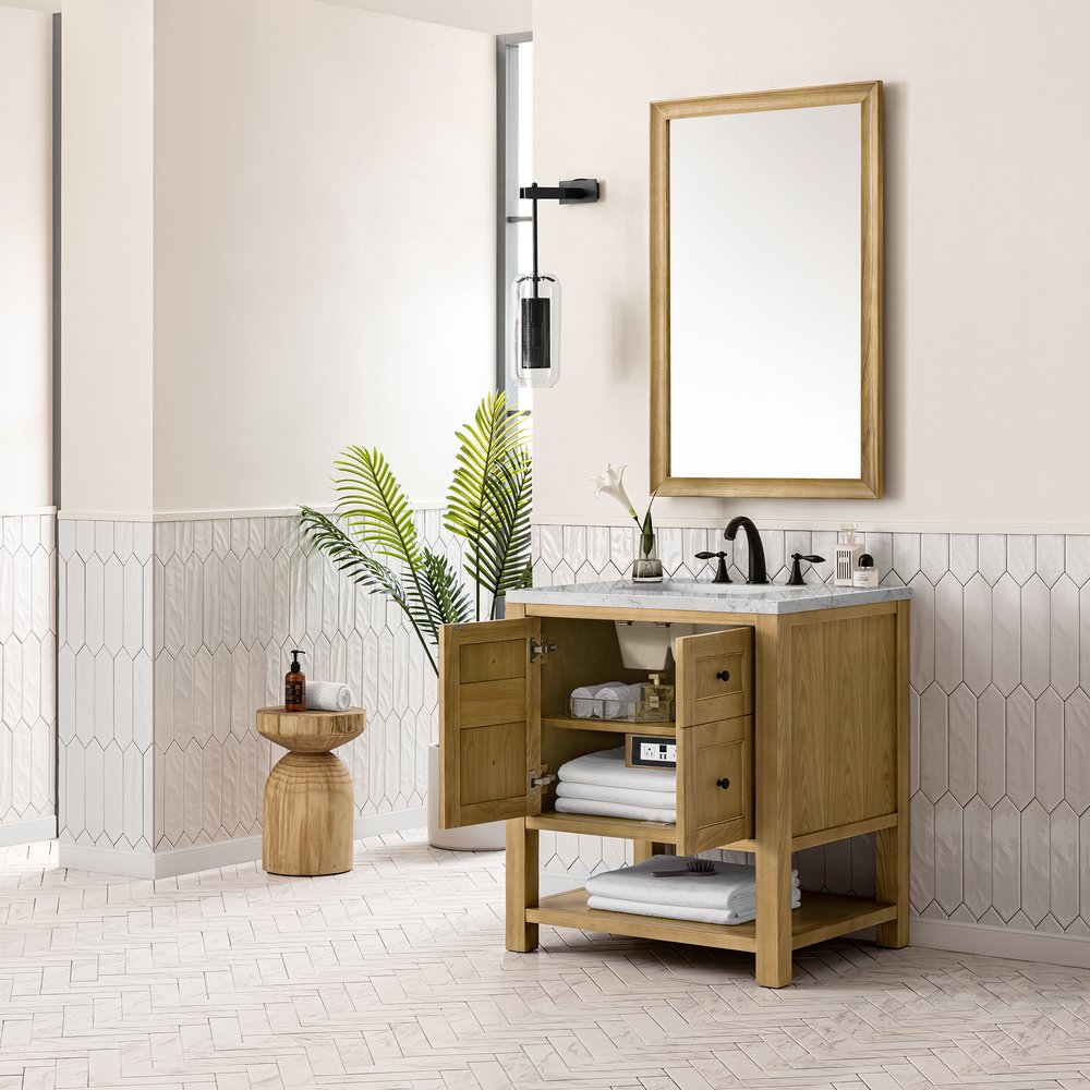 James Martin - Breckenridge 30" Single Vanity, Light Natural Oak w/ 3 CM Eternal Jasmine Pearl Top - 330-V30-LNO-3EJP view 5