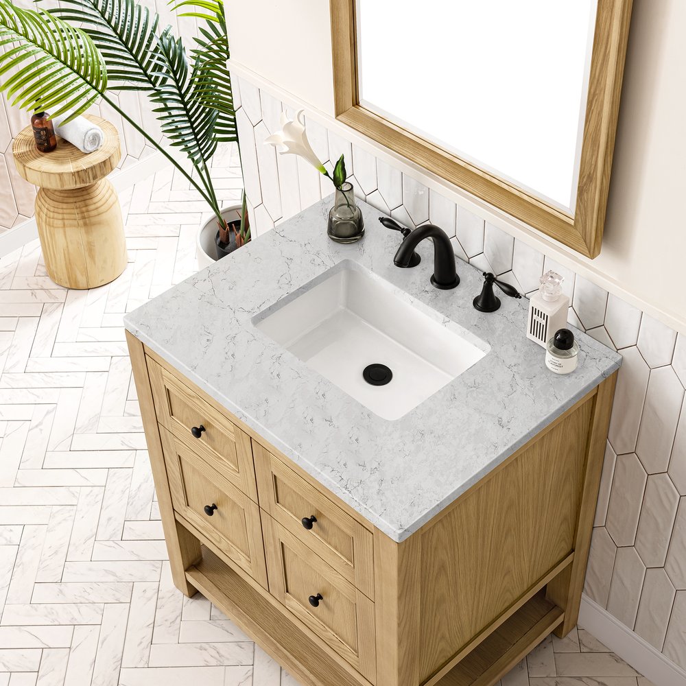 James Martin - Breckenridge 30" Single Vanity, Light Natural Oak w/ 3 CM Eternal Jasmine Pearl Top - 330-V30-LNO-3EJP view 7