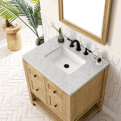 James Martin - Breckenridge 30" Single Vanity, Light Natural Oak w/ 3 CM Eternal Jasmine Pearl Top - 330-V30-LNO-3EJP view 7