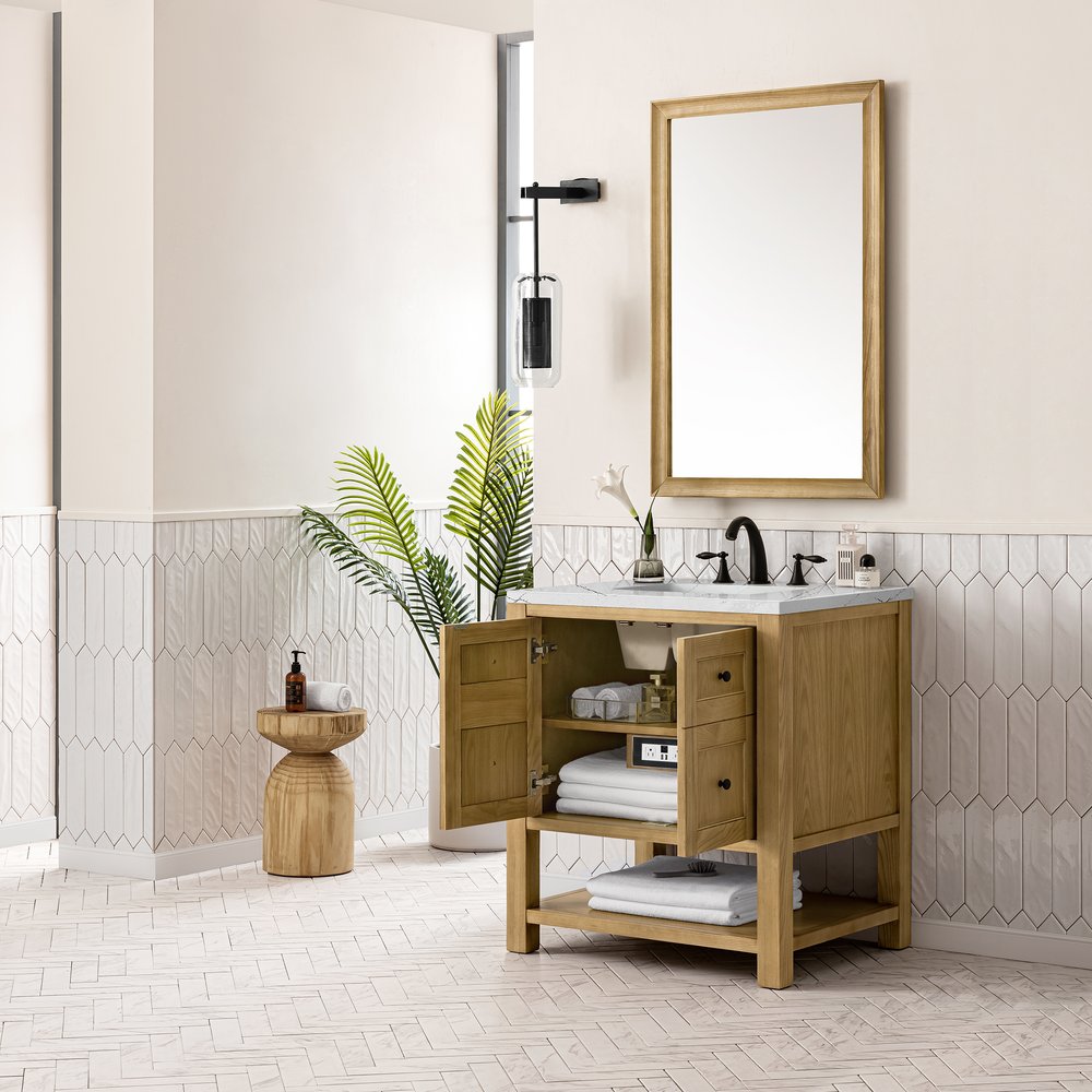 James Martin - Breckenridge 30" Single Vanity, Light Natural Oak w/ 3 CM Ethereal Noctis Top - 330-V30-LNO-3ENC view 5