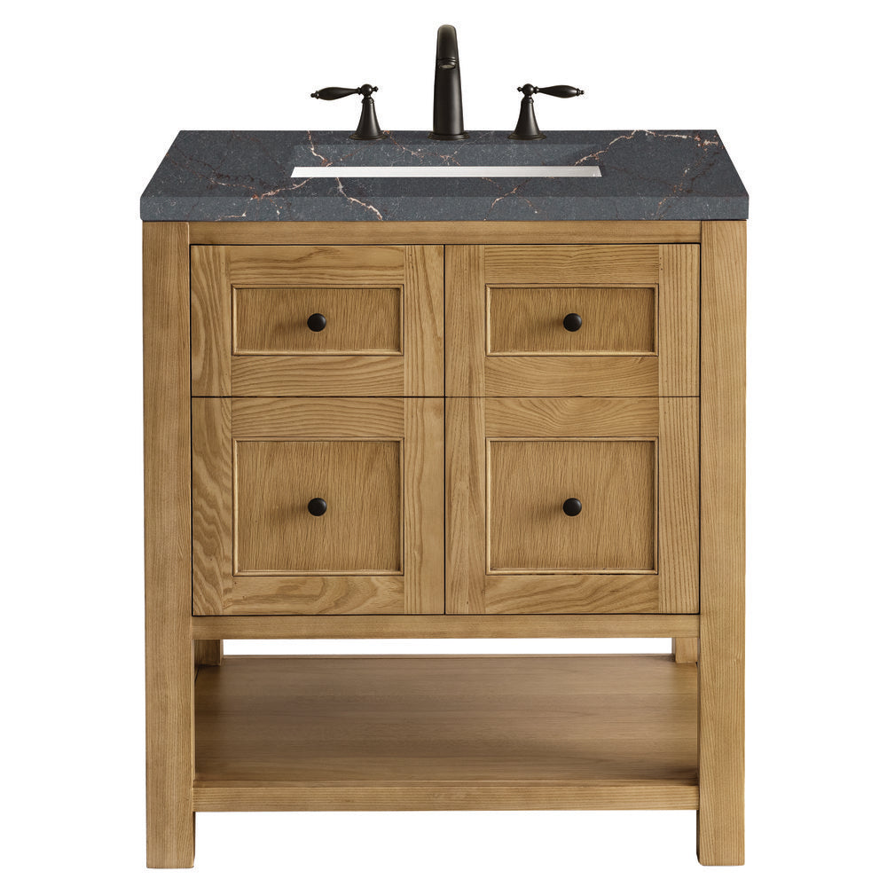 James Martin - Breckenridge 30" Single Vanity, Light Natural Oak w/ 3 CM Parisien Bleu Top - 330-V30-LNO-3PBL view 1