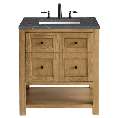 James Martin - Breckenridge 30" Single Vanity, Light Natural Oak w/ 3 CM Parisien Bleu Top - 330-V30-LNO-3PBL view 1