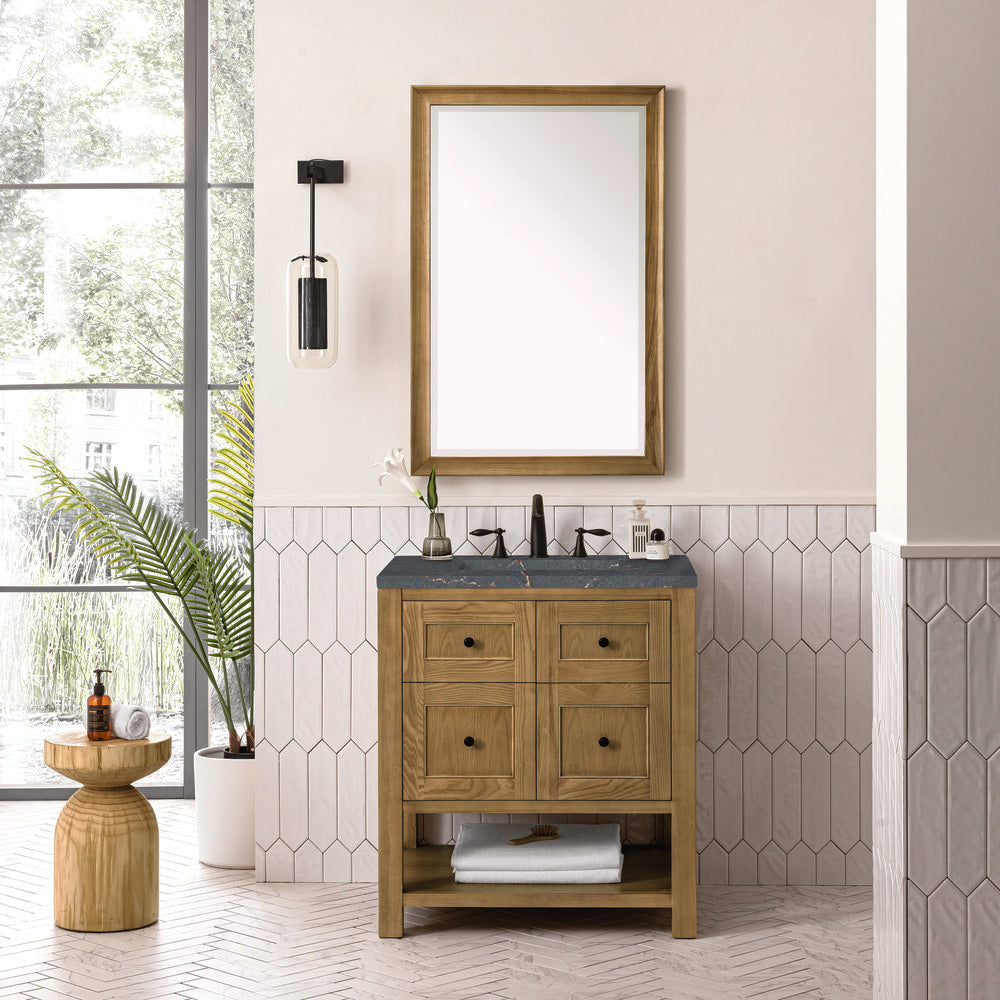James Martin - Breckenridge 30" Single Vanity, Light Natural Oak w/ 3 CM Parisien Bleu Top - 330-V30-LNO-3PBL view 3